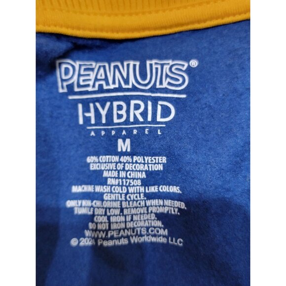 Peanuts Hybrid Apparel Snoopy Letterman Jacket M Cotton/Polyester Unisex Blue & - Picture 3 of 4